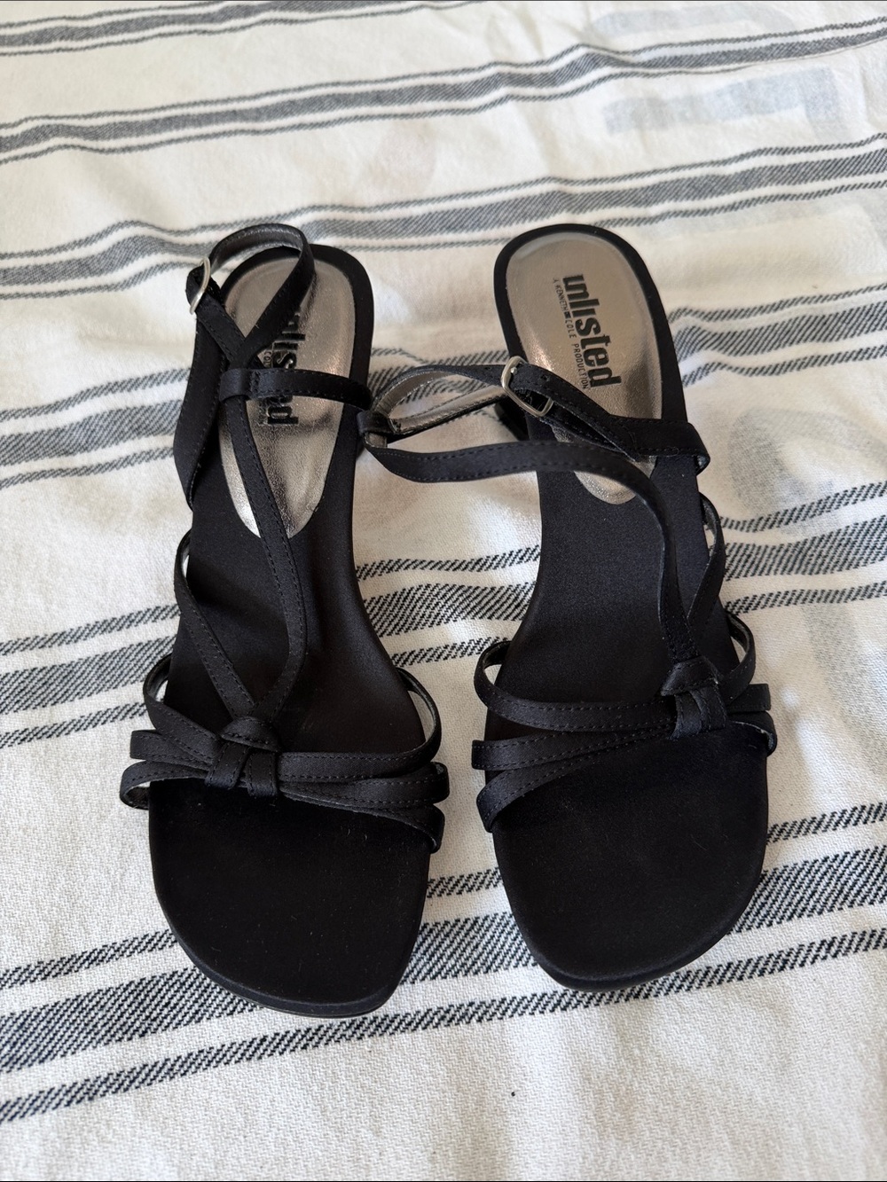 Unlisted Black Strappy Heeled Sandals,Size 7.5
